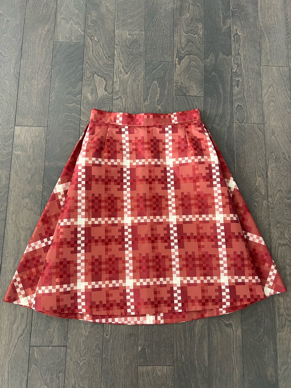 Vivienne Westwood Red Checked Pixel-Print A-Line Skirt